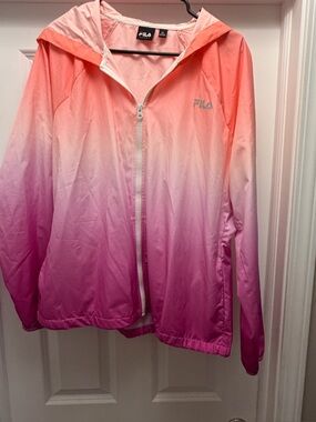 FILA Ombre Coral to Magenta Hooded Windbreaker